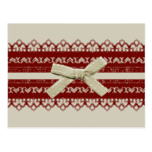 moderne niedliche rote Spitze-Beige-Mode Postkarte