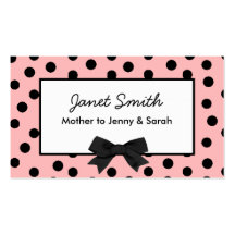 Moderne rosa und schwarze Tupfen-Mama-Karte Visitenkarte