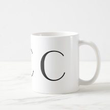 Moderne Schwarzweiss-Kaffeetasse des Monogramm-C