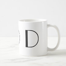 Moderne Schwarzweiss-Kaffeetasse des Monogramm-D