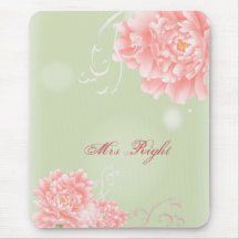 moderne Vintage rosa Pfingstrosen-Blumenbraut Mousepads