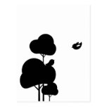 Moderne weiße Vögel und Baum-Postkarte
