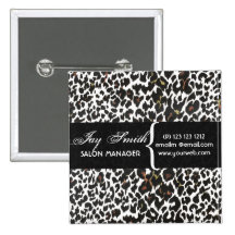 Moderner Safari-Salon-Haar-Geschäfts-Namensschild Anstecknadelbutton
