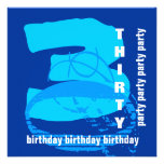 Modernes 30. Geburtstags-Aqua-Königsblau G665 Ankündigungen