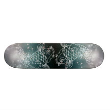 modernes blaues glühendes Tierkreis-Fisch-Skateboa Skateboard Brett