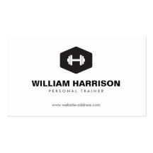 MODERNES DUMBBELL-LOGO FÜR PERSÖNLICHEN TRAINER, F VISITENKARTEN VORLAGE