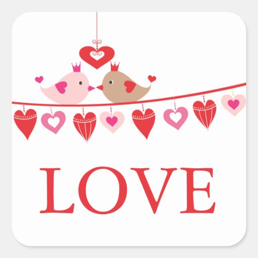 Modernes Liebe-Vogel-Herz-Brautparty danken Ihnen Quadratsticker