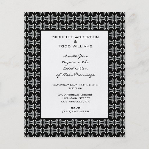 Modernes Muster-Schwarzweiss-Hochzeit Flyerdesign