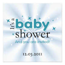 Modernes Text-Aqua hat lustiges Baby-Duschen-Party Individuelle Einladungskarte