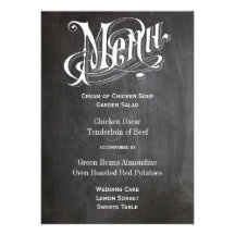 Modernes Vintages Typografie-Tafel-Hochzeits-Menü Personalisierte Ankündigung