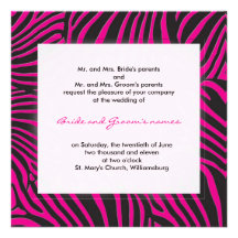 Modischer Zebra - reine Magenta Individuelle Einladung