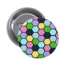 Modisches Girly Bienenwabenpastellmuster Button