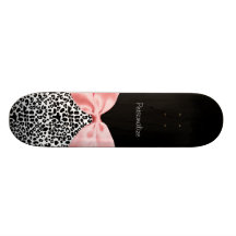 Modisches Schwarzweiss-Leopard-Druck-Rosa-Band Skateboard Brett