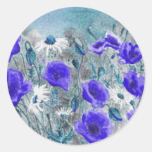 "Mohnblumen-Blau-" Aufkleber