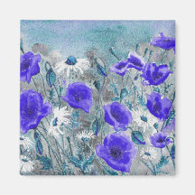 "Mohnblumen-Blau-" Magnet Kühlschrankmagnete