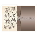 Mokka-und Elfenbein-BlumenSave the Date Postkarte
