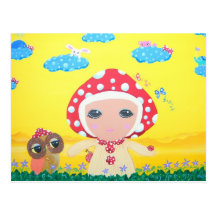 Molly-Pilz-Baby in Polka Dottie launischem Land Postkarte