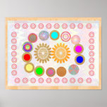 MOND und Kreise:  Kunst für Kinderraum Plakatdruck