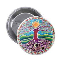 Mond und Sun-Baum des Leben-Mandala-Knopfes Anstecknadel