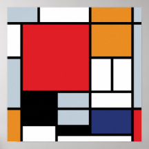 Mondrian - Zusammensetzung mit großem rotem Flugze Posterdruck