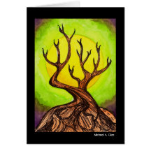 Mondschein-Baum Grußkarten