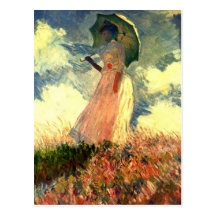 Monet Frau mit Sonnenschutz Postkarte