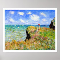 Monet - Klippen-Spitzen-Weg am Pourville Badeort poster