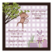 Monkey Business Girl Baby Shower Invitations einladungen