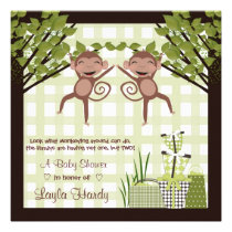 Monkey Business Twins Baby Shower Invitations einladungen