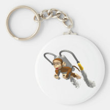 Monkey Flying With Jetpack Keychain