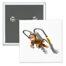 Monkey Flying With Jetpack Pins
