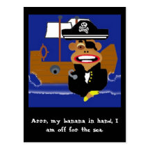 monkeypirate, Arrr, meine Banane in der Hand, bin  Postkarte