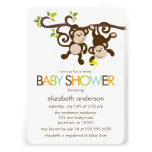 Monkeys and Polka Dots Twins Baby Shower Invite