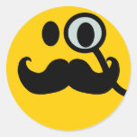 Monocle-u. Schnurrbart-smiley (kundengerechtes bac Runder Aufkleber