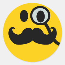 Monocle-u. Schnurrbart-smiley (kundengerechtes bac Runder Aufkleber
