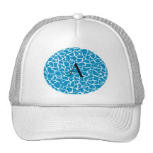 Monogram blue giraffe print mesh hats