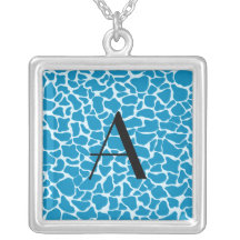 Monogram blue giraffe print pendants