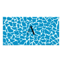 Monogram blue giraffe print picture card