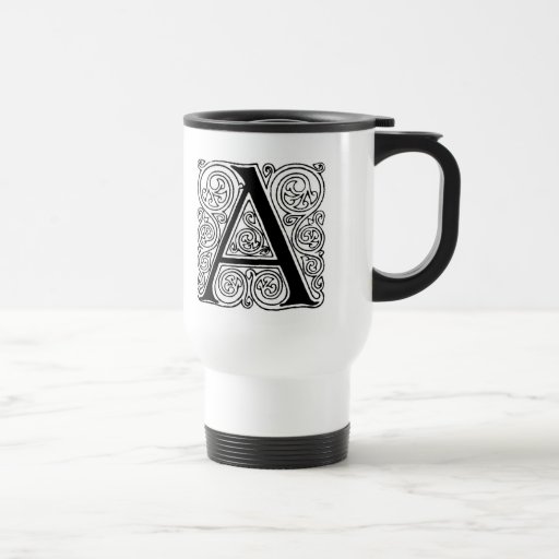 Monogramm "A" mit Wirbel - Reise-Becher Kaffee Haferl
