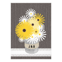 Monogramm-Blechdose-Gänseblümchen u. schwarzes mit Personalisierte Ankündigungskarten