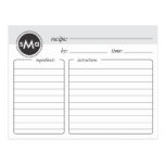 Monogramm-Brautparty-Rezept-Karte Postkarten