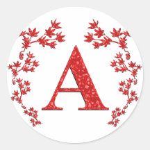 Monogramm-Buchstabe, den ein Rot verlässt Runde Sticker