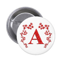 Monogramm-Buchstabe, den ein Rot verlässt Anstecknadel