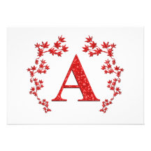 Monogramm-Buchstabe, den ein Rot verlässt Ankündigungskarte
