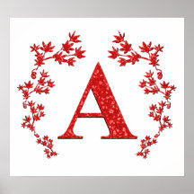 Monogramm-Buchstabe, den ein Rot verlässt Posterdrucke