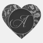 Monogramm ein Silber und schwarzes ein Damast-Hoch Aufkleber