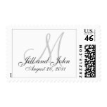 Monogramm-Hochzeits-Porto-Briefmarken-weißes Grau