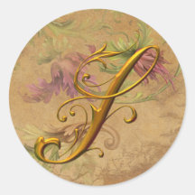 Monogramm-Hochzeits-Siegel KRW-Vintages Blumengold Sticker