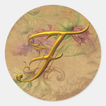 Monogramm-Hochzeits-Siegel KRW-Vintages Blumengold Sticker