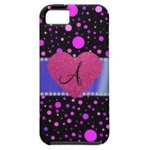 Monogramm in lila Herz, Punkte iPhone 5 Etuis